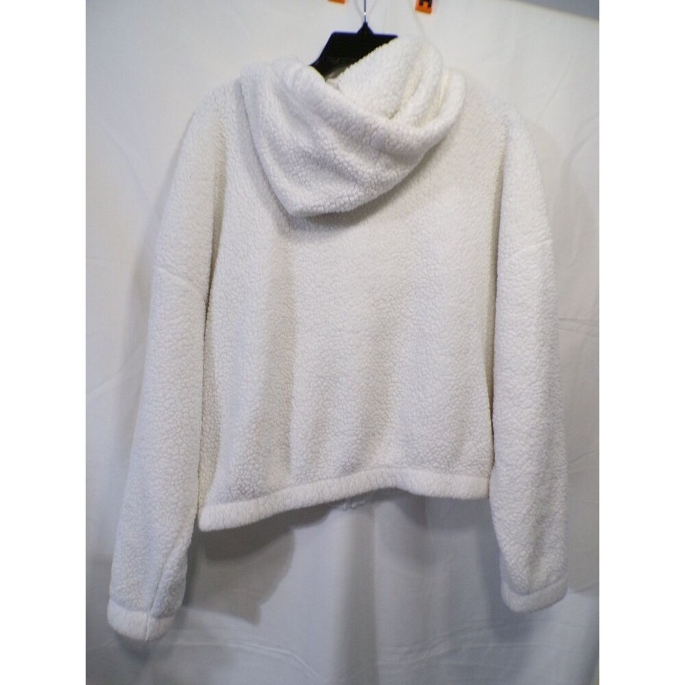 Aéropostale Women's Ivory Sherpa Full Zip Hoodie S Cozy Hooded Fleece - Picture 4 of 5